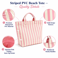 Sac fourre-tout en PVC rayé personnalisé pour femme, sac de plage transparent imperméable avec monogramme, sac à bandoulière pour femme