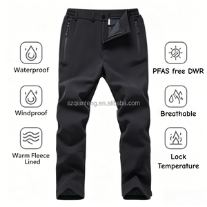 Pantalon de ski imperméable pour homme AQTQ, pantalon de randonnée en softshell doublé de polaire, fermeture éclair à la base des jambes, pantalon de snowboard - Product Image 1
