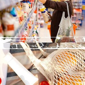Selling Reusable Fruit Vegetable Grocery Produce Tote Polyester <b>String</b> Mesh Net Shopping Grocery <b>Bags</b> Long Handle - Product Image 3