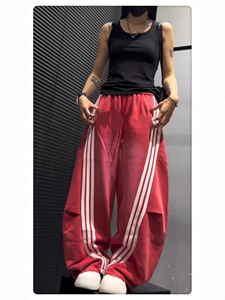 Pantalon <span class=keywords><strong>Banane</strong></span> Européen Femme 2025 Automne Streetwear Nouveau Personnalisé en Coton Coloré Blanc à Volants Ample à Jambes Larges Doublé Polaire - Product Image 3