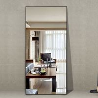 Nouveau Miroir Mural Contemporain Pleine Longueur 2025 Personnalisé avec Cadre en Alliage d'Aluminium Argenté Grand Format pour Dressing et Salon