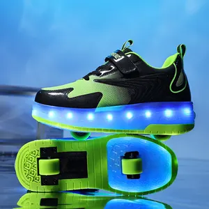 รองเท้าผ้าใบเรืองแสงมีล้อสำหรับเด็กผู้ชายเด็กผู้หญิง, รองเท้าลำลองชาร์จไฟด้วย USB