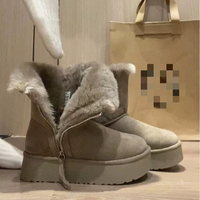 Bottines d'hiver pour femmes, entièrement doublées de fourrure, semelle en caoutchouc résistante à l'usure, bottes chaudes pour la neige, pour les tenues de saison froide au quotidien