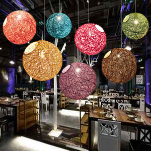 Vente chaude Chanvre Corde Lustre Unique Tête E27 Base Boule Ronde Boule De Chanvre <span class=keywords><strong>Zen</strong></span> Rotin Pendentif Lumières - Product Image 3