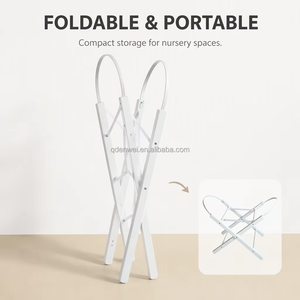 Natural Wooden Baby <strong>Moses</strong> <strong>Basket</strong> Stand Modern Foldable Cradle Holder Sturdy X-Leg Support Base for Newborn Sleeping Bassinet - Product Image 4