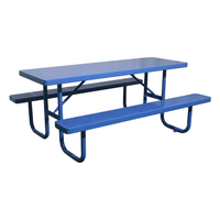 Table de pique-nique en métal pour l'extérieur, mobilier de jardin, table à manger en acier, portable, 72 "96", pour l'extérieur, aire de jeux, patio, café