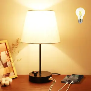 Современные настольные лампы с USB-портом, E26 патрон без лампы для спальни, гостиной, общежития, офиса
