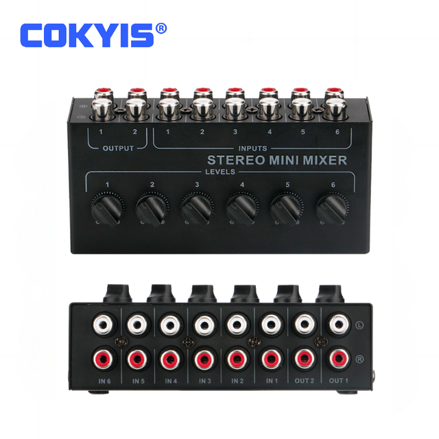 Professional DJ Controller Audio Console Amplifier Mini 6-Channel Passive Stereo Noise Cancelling Wireless Metal Music Sound