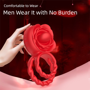 Anillo Vibrador para Pene con Forma de Rosa, Juguete Sexual para Adultos, Estimulación del Clítoris para Compartir en Pareja, Anillo Vibrador Fino para Hombres - Product Image 4