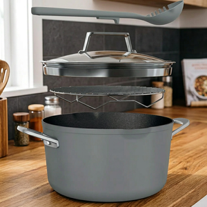 Olla Holandesa Ninja CW202GY Foodi NeverStick de Aluminio Forjado Color Gris Sal Marino con Asa de Acero Inoxidable, Solo Lavar a Mano, para Cocina - Product Image 3