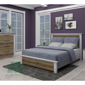 ชุดห้องนอนทำจากเวียดนามที่ทันสมัยมีคุณภาพสูงขายส่ง OEM ODM ตู้เตียงนอนสำหรับโรงแรมพร้อมประกอบ - Product Image 4