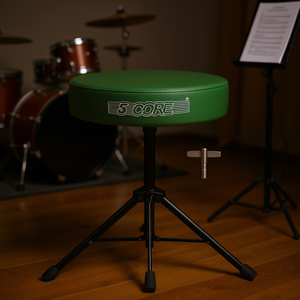 Silla de batería de 5 ruedas con altura ajustable, asiento acolchado verde para músico, para baterista, guitarrista, uso en estudio. - Product Image 2