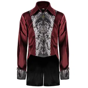 Middle Ages Prince Cosplay Black Turn Down Collar Steampunk Men Jacket Long Sleeve Gothic Noble Men Medieval Costume