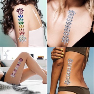 Autoadhesivo decoración frente pelo joyería pegatina tatuaje temporal diamantes de imitación cara pegatinas hoja <span class=keywords><strong>para</strong></span> fiesta - Product Image 6