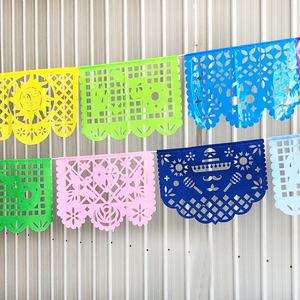 Decoraciones mexicanas para fiestas al aire libre <span class=keywords><strong>Dia</strong></span> <span class=keywords><strong>De</strong></span> Los <span class=keywords><strong>Muertos</strong></span> Square Papel Picado Plastic Banner Day Dead Celebration - Product Image 2