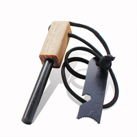 3/8 pouces d'épaisseur manche en pin naturel Kindle Fatwood Ferro Rod silex démarreur de feu avec gâche pour feu de camp extérieur
