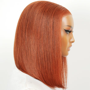 Perruque Bob Lisse Transparente 5*5 avec Fermeture, <span class=keywords><strong>Cheveux</strong></span> Humains Brésiliens <span class=keywords><strong>Auburn</strong></span> Marron, Prête à Porter, Sans Colle, Pré-Plumée, 10-16 Pouces, pour Femmes - Product Image 5