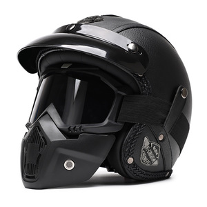 Casque en <span class=keywords><strong>cuir</strong></span> ABS de haute qualité pour adultes, design <span class=keywords><strong>vintage</strong></span> à visage ouvert, style chopper classique, nouveau ABS pour <span class=keywords><strong>moto</strong></span>, cruiser, vélo - Product Image 2