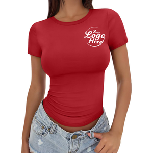 Camisetas de talla grande informales para mujer, Camisetas Básicas de manga corta ajustadas, Camiseta corta suave con cuello redondo, ropa bonita de moda para gimnasio de verano - Product Image 1