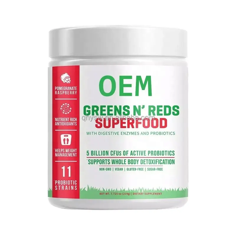 OEM ODM özel etiket meyve sebze protein tozu yeşiller kırmızılar süper gıda ücretsiz vitamin organik toz