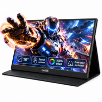 Moniteur portable tactile 16 pouces pour ordinateur portable, écran IPS FHD Plus 60Hz 14 mm, double USB-C, étui en cuir, idéal pour le travail professionnel.