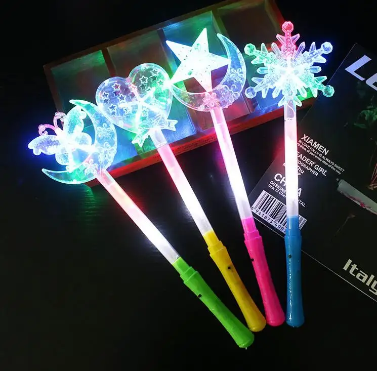 Varitas de copo de nieve congeladas con luz LED, palos brillantes, juguetes para niños, disfraz de Navidad, cumpleaños, suministros de decoración para fiesta de princesa