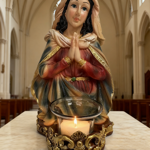 Candelero de la Virgen María, Figuras Católicas Bendecidas, Candelero de Nuestra Señora de Lourdes, Artículos Religiosos Católicos de Poliresina - Product Image 3