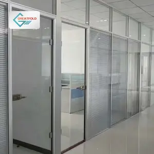 Aluminium alloy modular office glass wall cubicle partition meeting room Full Height Glass Wall Systems Partition for Office