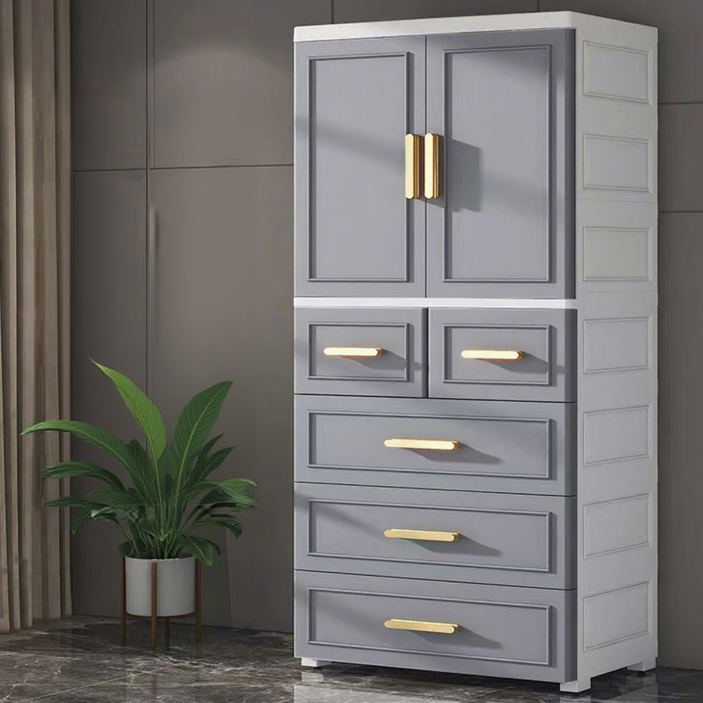 Nordic gray-1 double-door-4-drawer