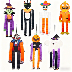 Decoraciones de Halloween, Juego de Adornos Colgantes de Papel Plegable con Calaveras Piratas y Vampiros para Decoración de Fiestas de Halloween - Product Image 3