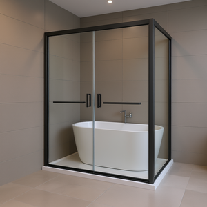 Puerta de Ducha Corredera Doble de 56-60x70 con Marco de Aluminio, Vidrio Templado Transparente de 5/16, Mampara de Baño con Acabado Mate - Product Image 2