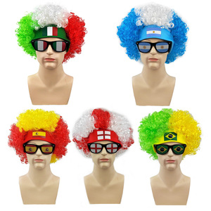 <span class=keywords><strong>Perruque</strong></span> explosive aux couleurs du drapeau national pour supporters, technique de couture, bandeau, lunettes de soleil, Coupe d'Europe pour costume d'équipe nationale - Product Image 1