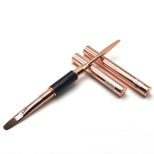 Roségold Metallgriff Doppel-Ende Poly Gel Nagelpinsel Großhandel Maniküre Kunstpinsel für Builder Gel 2 in 1 Nagel Gel Pinsel & Spachtel - Product Image 1