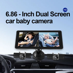 <b>Plug</b> and Play 6.86 Inch Split Screen Display IR Night Vision 720P Dual Channel Baby for Rear Facing Back Seat YB-406C - Product Image 2