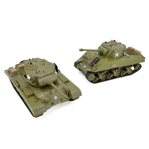 Sherman M4A3 skala 3841-10 1/30 vs Pershing M26 tangki tempur inframerah pertempuran 2.4Ghz pertempuran Panzer mainan Model tangki RC