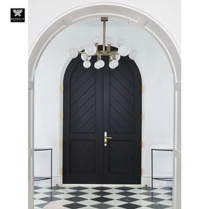 Porta d'<span class=keywords><strong>Ingresso</strong></span> in Legno dal Design Semplice con Arco, Porta Principale in Mogano con Motivo a Chevron, Porta in Legno Massiccio con Parte Superiore Arrotondata <span class=keywords><strong>per</strong></span> Decorazione <span class=keywords><strong>Casa</strong></span> - Product Image 2