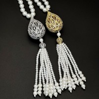 Chandail léger de luxe de Style français pendentif en perles de gland transfrontalier or longues perles de Zircon creuses en trois dimensions