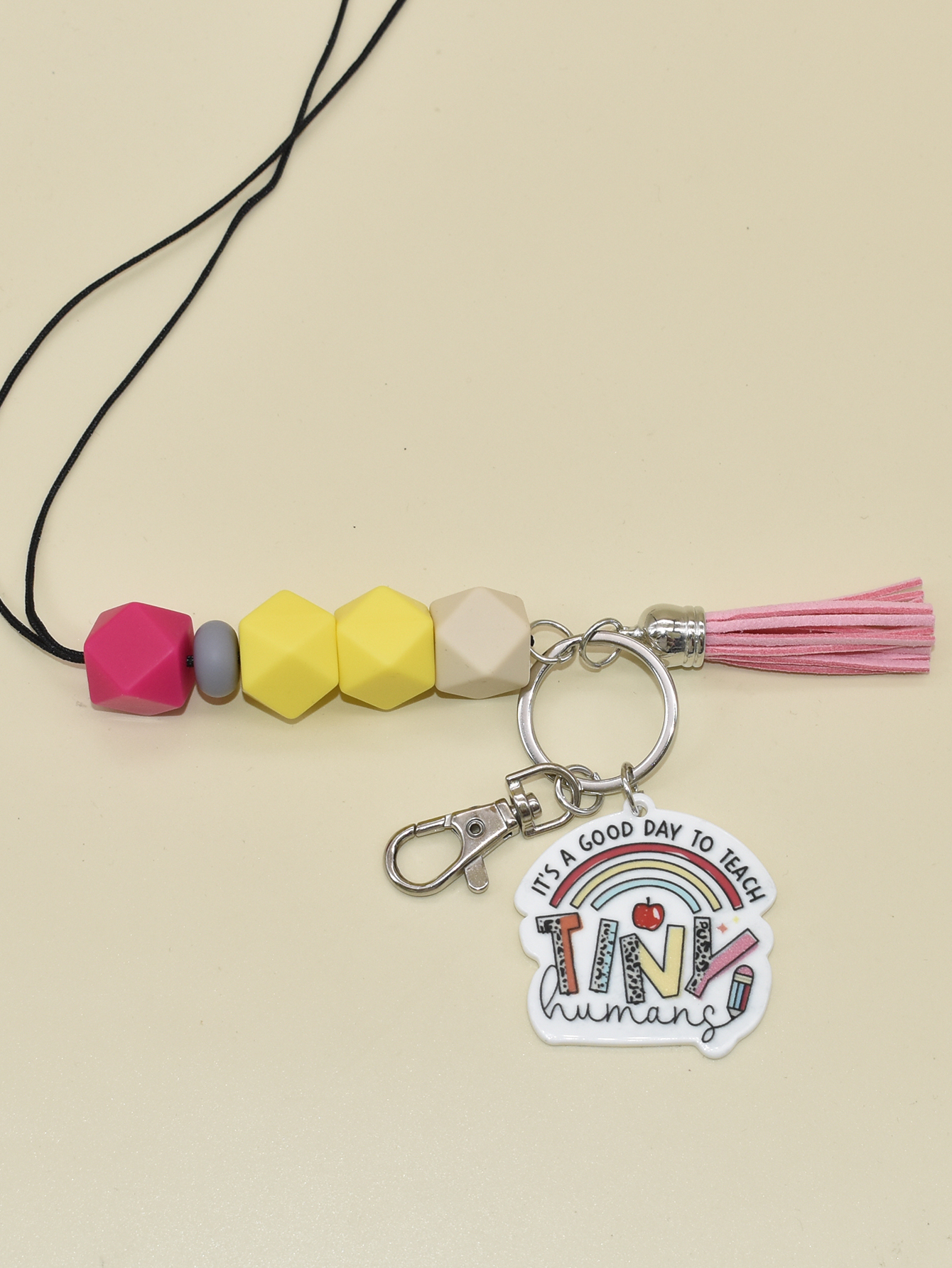 New Silicone Cartoon Daisy Love Necklace Pendant Keychain Beaded Book Brand Work Card Lanyard Purely Handmade Image 4