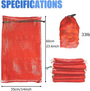 Huamaohengchun - Paquete de 10 Bolsas de Malla Duraderas para Cebollas, 14" y 24", Reutilizables, para Vegetales, con Cordón, Capacidad de 33 LB - Product Image 2