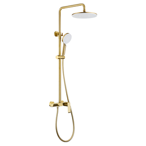 Cascata classica pioggia esposta doccia Set in ottone pioggia spazzolato oro esposto <span class=keywords><strong>miscelatore</strong></span> doccia - Product Image 1