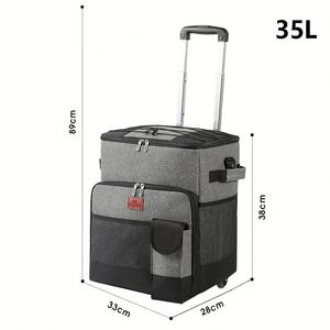 Sac isotherme à roulettes personnalisé avec logo, idéal pour la livraison de repas, de vin et de pique-niques, en toile imperméable – Vente en gros usine - Product Image 5