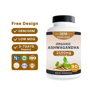Capsule di Ashwagandha Biologica, Estratto di Radice di Ashwagandha, Etichetta Privata OEM ODM, Vendita all'Ingrosso, Integratore Alimentare, 90 Capsule - Product Image 1