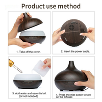 Humidificateur d'air ultrasonique 500 ml effet bois, diffuseur d'huiles essentielles électrique avec télécommande – Nouveauté 2025 en promotion