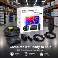 Kit de bande lumineuse LED pour téléviseur 2.0 4K Sync, lumière ambiante RGB étanche avec télécommande 2.4G pour écran de 40 à 120 pouces