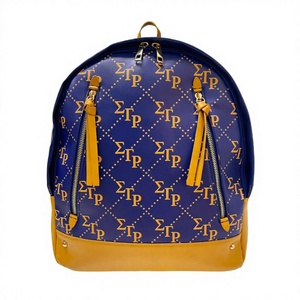 Mochila Sigma Gamma Rho Dorada y Azul con Cierre de Cremallera Transpirable, Forro de Algodón Orgánico, Estilo Hip-Hop, Unisex, 20-35L, con Letras - Product Image 3