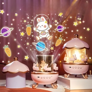 ของขวัญวันหยุด บ้านกระต่ายน่ารัก โคมไฟโปรเจคเตอร์ LED โมเดิร์น กล่องดนตรีโรแมนติก ลำโพงบลูทูธ ชาร์จได้ เครื่องช่วยการนอนหลับเสียงสีขาว - Product Image 4