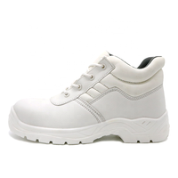 Chaussures de sécurité de cuisine à coupe moyenne pour hommes, à prix abordables, anti-perforation, avec embout en acier, en cuir microfibre blanc, résistantes à l'huile et antidérapantes