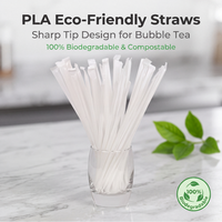 Pailles à boire pointues écologiques et biodégradables en PLA avec pointe affûtée pour les boissons à bulles, les cocktails, les fêtes et les accessoires de bar