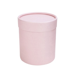 Wholesale Biodegradable Soy Ink Printing White Pink Cardboard Cylinder <b>Gift</b> <b>Box</b> <b>Round</b> Flower <b>Box</b> for Rose Bouquet Packaging - Product Image 1