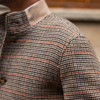 Nouvelle Veste Courte Homme Ajustée à Col et Motif Pied-de-Poule Hiver